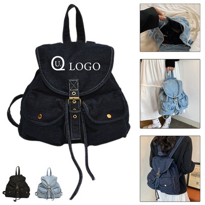 Drawstring Buckle-Top Convertible Handheld Backpack