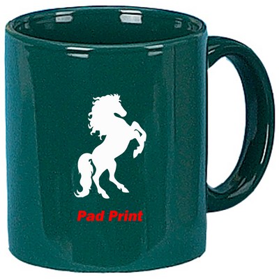 11 oz Green C-Handle Ceramic Coffee Mug