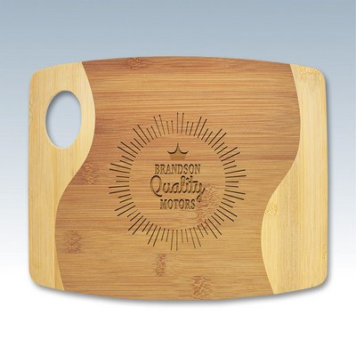 Small 2 Tone Bamboo Cutting Board w/Handle