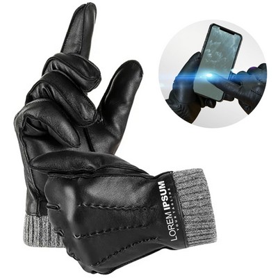 Touchscreen Winter Leather Gloves for Man