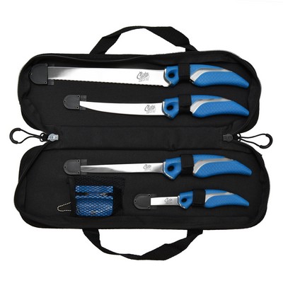 Cuda 6 Piece Knife Set - Includes 4 Knives, Sharpener & Ballistic Nylon Case