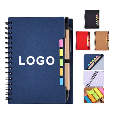 Small Kraft Spiral Sticky Notes With Pen
