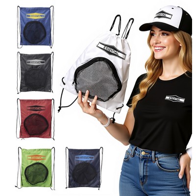 Sports Draw String Bag with Ball Pocket