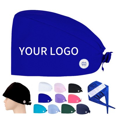 Adjustable Medical Nurse Scrub Cap with Button Design for Comfort