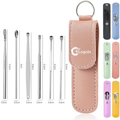 6 Pcs Ear Pick Earwax Removal Kit Cleansing Tool Set Pouch