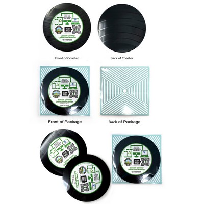 Upcycled Record Coaster (Plain Back) - Set of 2 - Cello Pouch