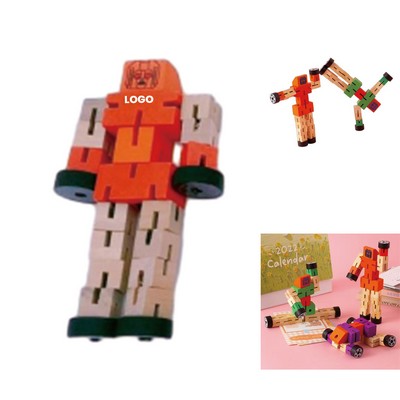 Wooden Colorful Transformable Robot Toy