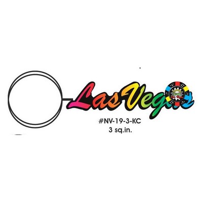 Las Vegas w/ Poker Chip Key Chain w/Clear Mirrored Back (3 Square Inch)