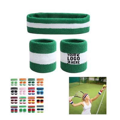 Cotton Wristband Headband Set