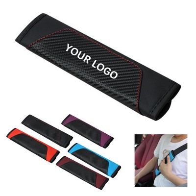 Carbon Fiber Leather Seat Belt Shoulder Pad 9.1" x 2.6"