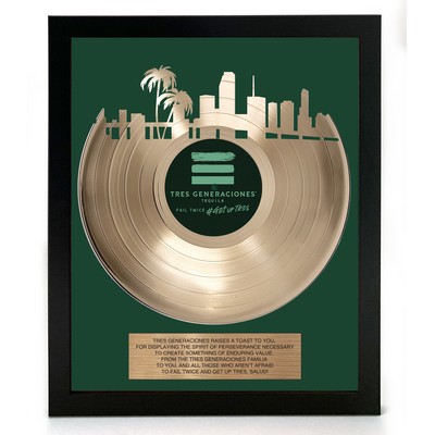 Gold Framed 12" Record - Skyline+Custom Backer - 15 x 18
