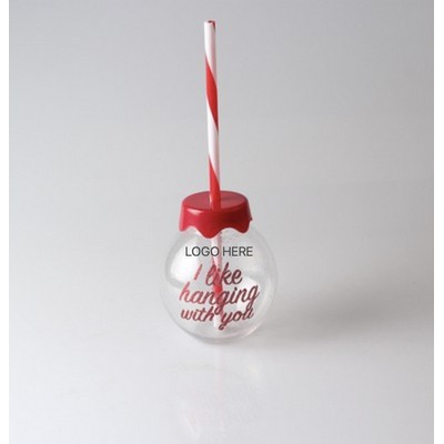14 Oz. Plastic Christmas Ornaments Cup with Straw