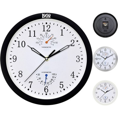 10" Round Wall Clock with Temperature & Humidity