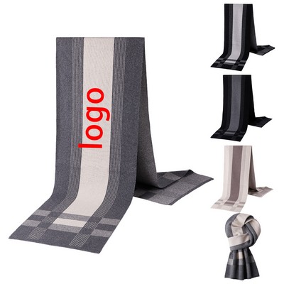 Elegant Men's Grid Scarf With Cashmere-Feel Softness