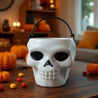 Glowing Skull Bucket Halloween Decoration