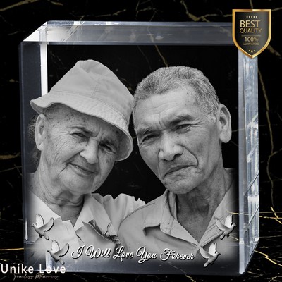 3D Laser Premium Square Photo Crystal - Memorial and Grief Custom Present