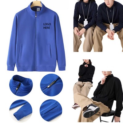 Fleece Jacket For Boys Full Zip Hoodless Mock Neck Sweatshirt Kids Zip Up Outerwear