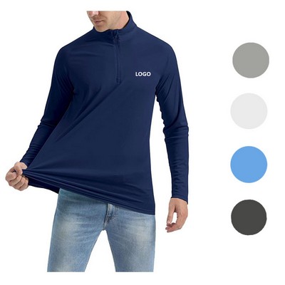 Men's Long-sleeved Quick-drying Half-zip Sports T-shirt
