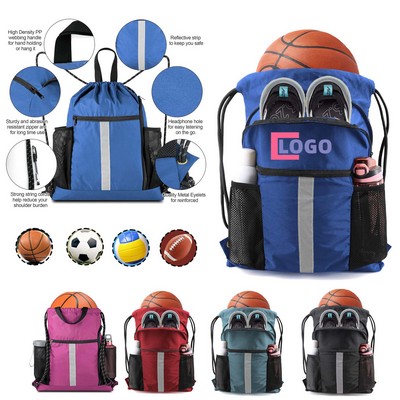 Large Capacity Drawstring Backpack Sports Gym Bag(16" x 20")