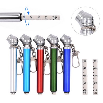 Mini Tire Pressure Gauge w/ Keychain (0–50 PSI)