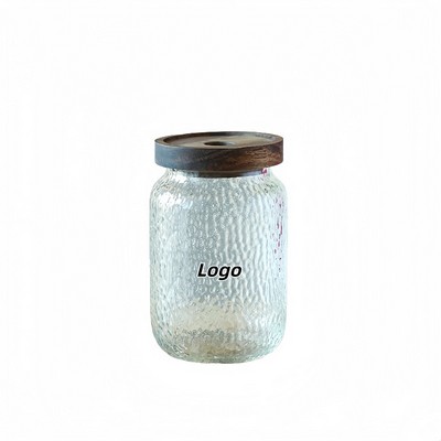 Japanese Style Clear Glass Hammered Sealed Jar for Kitchen Storage of Grains Tea Flowers