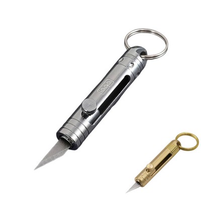 Mini Brass Utility Knife Keychain