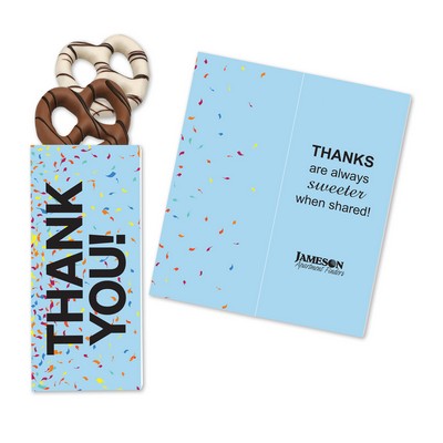 One Color Foil-Stamped Stock Gratitude Sweeter Cards with Chocolate Dipped Pretzels