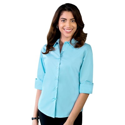 Blue Generation - Women's Pocketless 3/4-Sleeve Stretch Poplin Shirt