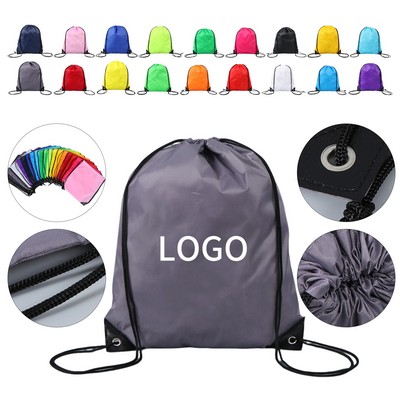 210 Denier Polyester Drawstring Backpack With PU Leather Reinforcement