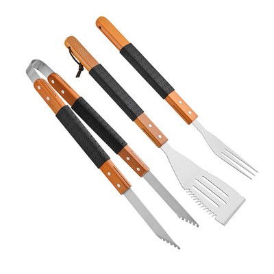 Outdoor Camping BBQ Tool Set with Fork Spatula and Tongs