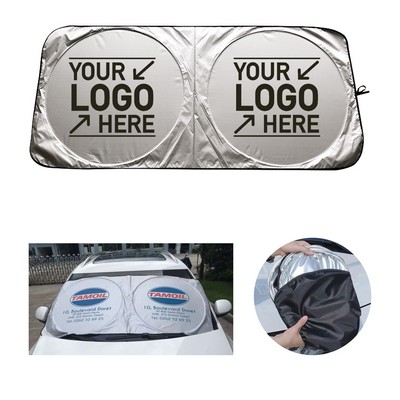 Foldable Spring Loop Windshield Cover Dual Circle Car Sunshade