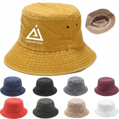 Solid Outdoor Sunscreen Flat Top Fisherman Bucket Hat