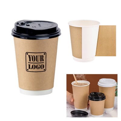 14 Oz. Double-walled Kraft Paper Cup With Lids