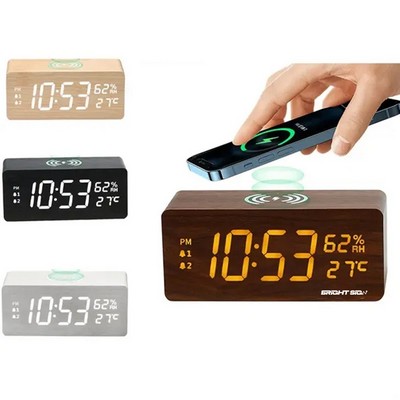 Wooden Wireless Charging Alarm Clock
