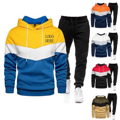 Custom Athletic Casual Hooded Sweatshirt Men's Hoodie Tracksuit Set