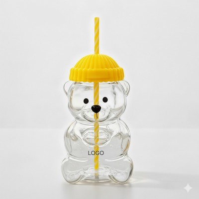 Barista Bear Cold Beverage Cup Clear Bear Shaped Drink Cup