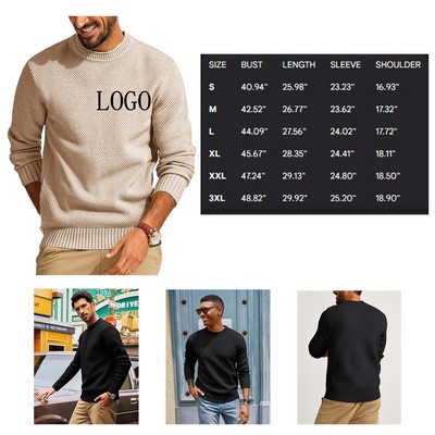 Waffle Knit Crew Neck Sweater (S-3XL)