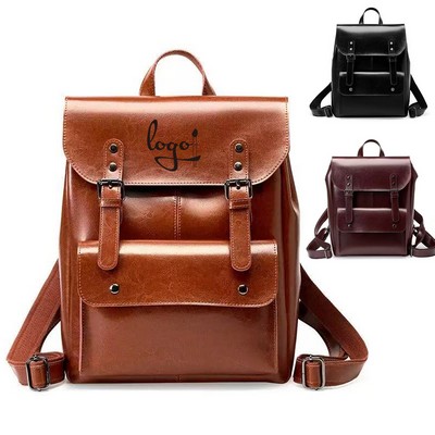 Leather Laptop Backpack 14-Inch