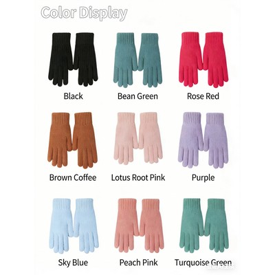 Women's Winter Warm Knit Touch Screen Thick Fleece 2-Finger Open Gloves Custom