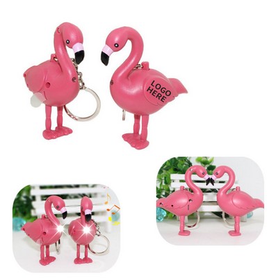 Pink Flamingo LED Sound Keyring