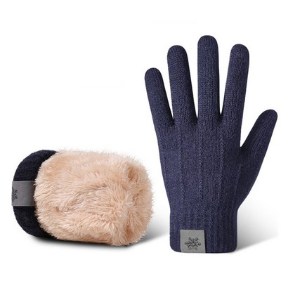 Men Winter Riding Gloves Oversize Double Layer Thick Fleece Lined Coldproof