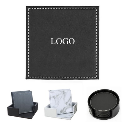 Square Leather Coasters Set of 6