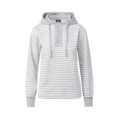 Alina Women's Tunic Fit Striped Henley Hoodie