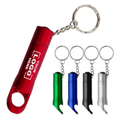 Mini Aluminum LED Flashlight Key Chain With Opener