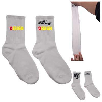 Jacquard Knit Cotton Crew Socks Training Sports