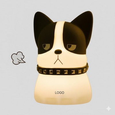 French Bulldog Silicone Night Light Squishy Tap-Control Puppy Lamp with 7-Color Breathing Mode