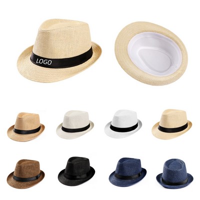 Natural Straw Fedora Hat