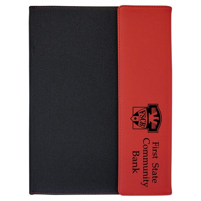 Red/Black Leatherette Canvas Small Portfolio with 8.5x11 notepad - Laser Engraves to Black