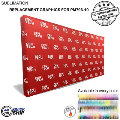 48Hr Quick Ship - Replacement Graphics for 15' Straight Wall Tension Fabric w/Wrap End Caps