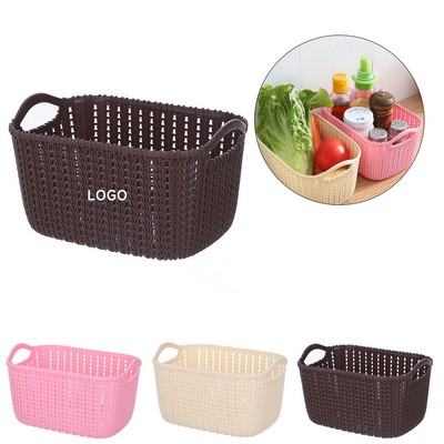 Imitation rattan plastic storage basket